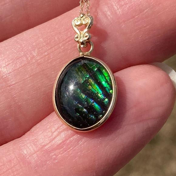 14k Ammolite Necklace - Picture 10 of 11
